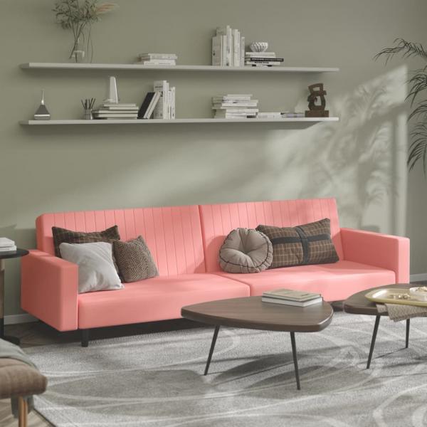 ARDEBO.de - Schlafsofa 2-Sitzer Rosa Samt