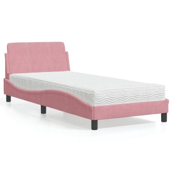 ARDEBO.de - Bett mit Matratze Rosa 90x200 cm Samt