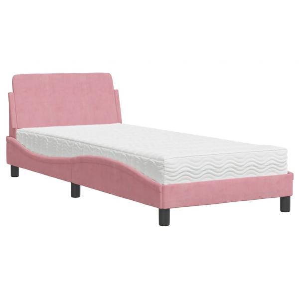 Bett mit Matratze Rosa 90x200 cm Samt