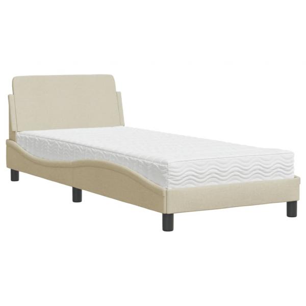 Bett mit Matratze Creme 80x200 cm Stoff