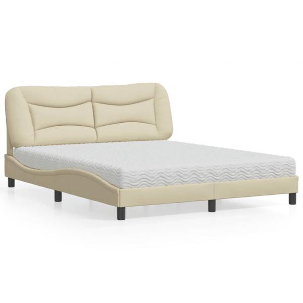 ARDEBO.de - Bett mit Matratze Creme 160x200 cm Stoff