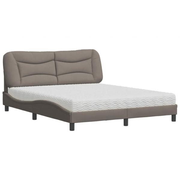 Bett mit Matratze Taupe 160x200 cm Stoff