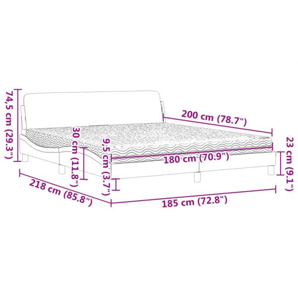 Bett mit Matratze Creme 180x200 cm Stoff