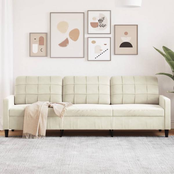 ARDEBO.de - 3-Sitzer-Sofa Creme 210 cm Samt