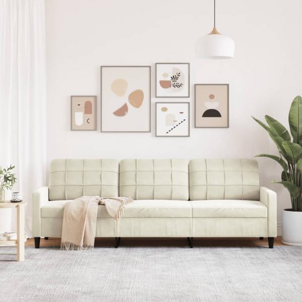 3-Sitzer-Sofa Creme 210 cm Samt