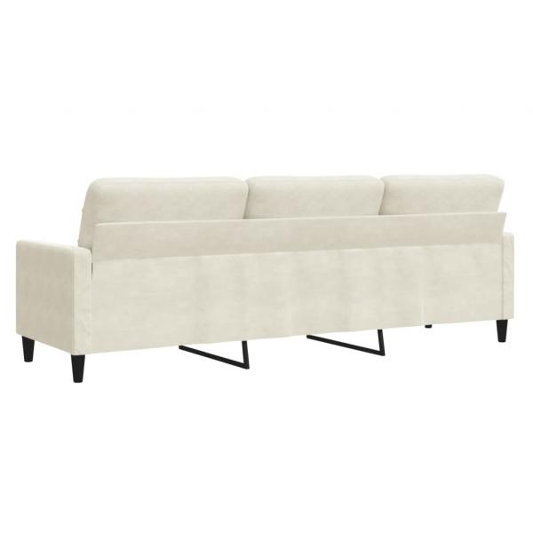 3-Sitzer-Sofa Creme 210 cm Samt