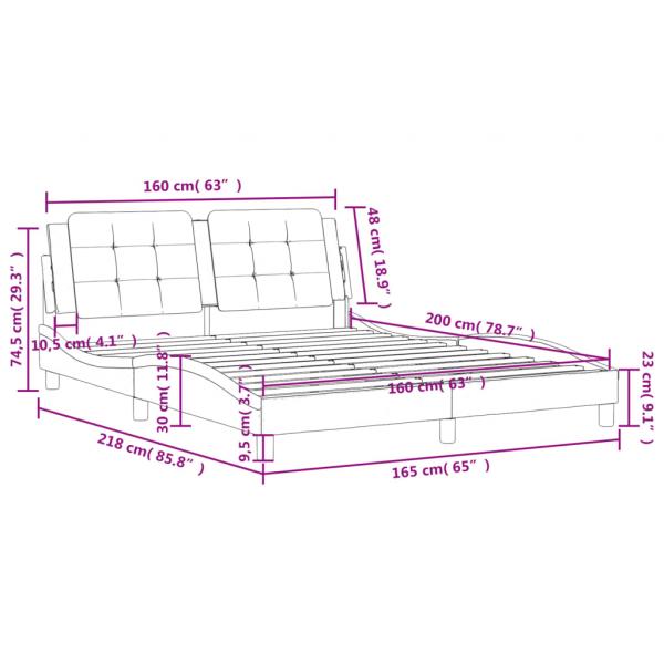 Bettgestell mit Kopfteil Cappuccino-Braun 160x200 cm Kunstleder