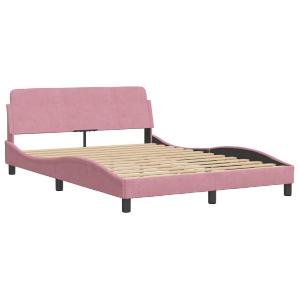 Bett mit Matratze Rosa 140x190 cm Samt