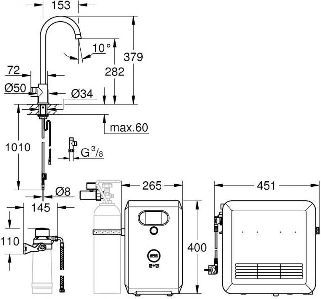 GROHE Blue Professional C-Auslauf Set, Bluetooth/WIFI, supersteel (31302DC2)