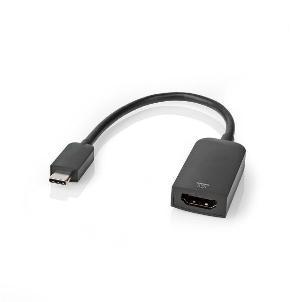 USB-C? Adapter | USB 3.2 Gen 1 | USB-C? Stecker | HDMI? Ausgang | 4K@60Hz | 0.20 m | Rund | Vernickelt | PVC | Schwarz | Plastikbeutel