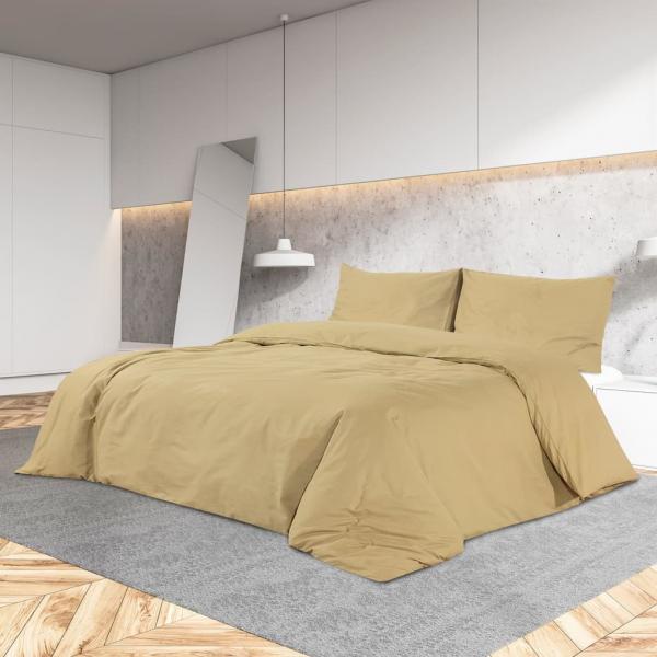 ARDEBO.de - Bettwäsche-Set Taupe 135x200 cm Leichte Mikrofaser