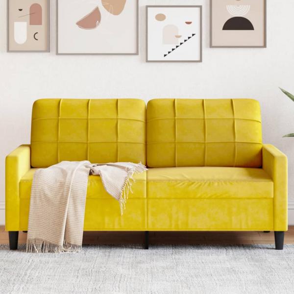 ARDEBO.de - 2-Sitzer-Sofa Gelb 140 cm Samt