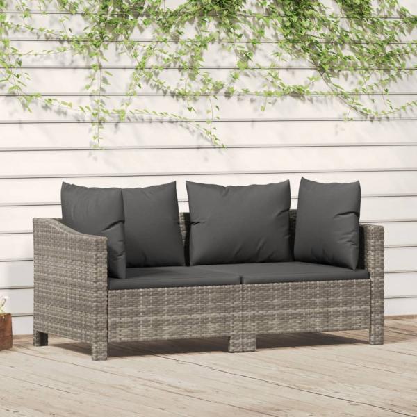 ARDEBO.de - 2-tlg. Garten-Lounge-Set mit Kissen Grau Poly Rattan