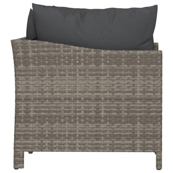 2-tlg. Garten-Lounge-Set mit Kissen Grau Poly Rattan