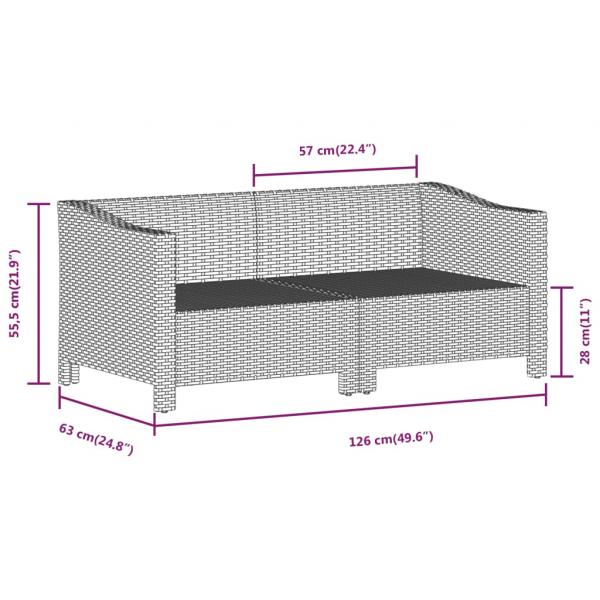 2-tlg. Garten-Lounge-Set mit Kissen Grau Poly Rattan