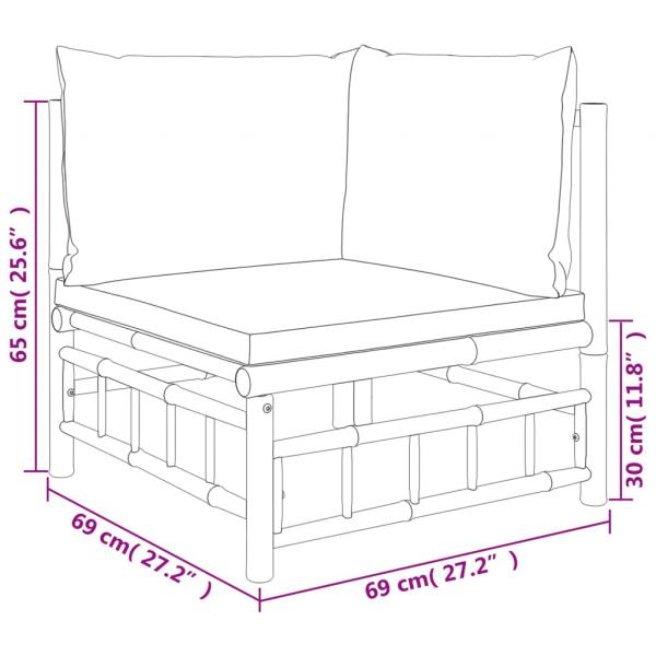 8-tlg. Garten-Lounge-Set mit Cremeweißen Kissen Bambus