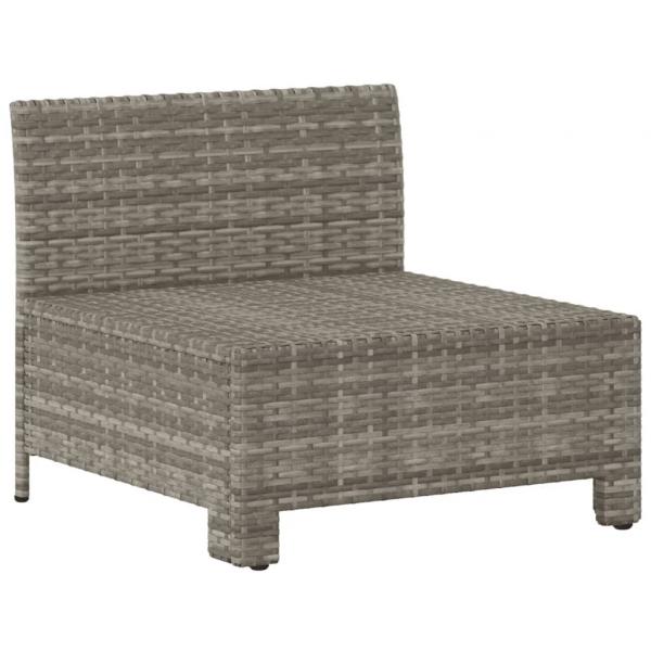 Garten-Mittelsofa mit Kissen Grau Poly Rattan