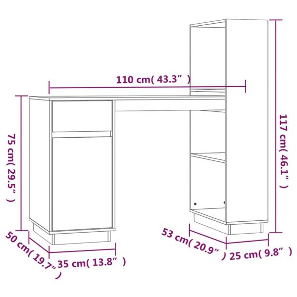 Schreibtisch Honigbraun 110x53x117 cm Massivholz Kiefer