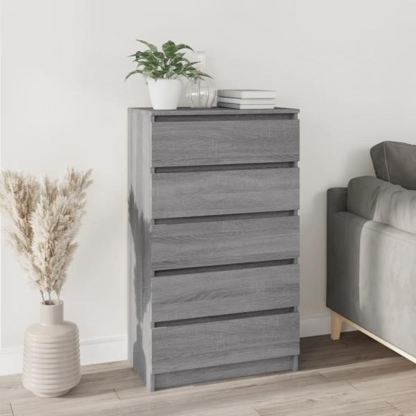 ARDEBO.de - Schubladenschrank Grau Sonoma 60x36x103 cm Holzwerkstoff