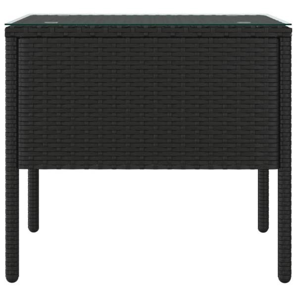 Beistelltisch Schwarz 53x37x48 cm Poly Rattan und Hartglas