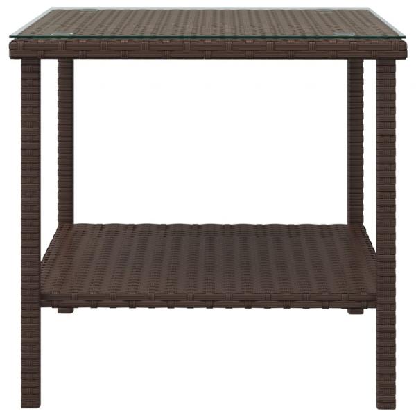 Beistelltisch Braun 45x45x45 cm Poly Rattan und Hartglas