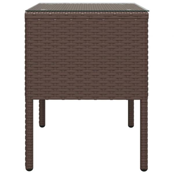 Beistelltisch Braun 53x37x48 cm Poly Rattan und Hartglas