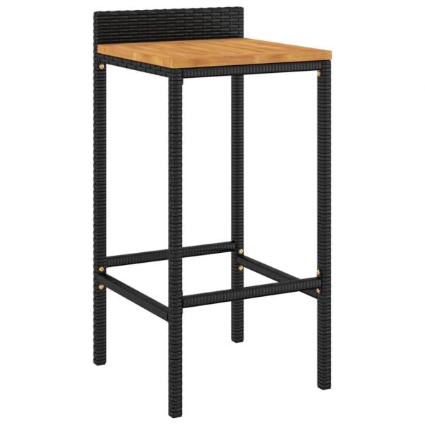 Barhocker 4 Stk. Schwarz Poly Rattan und Massivholz Akazie