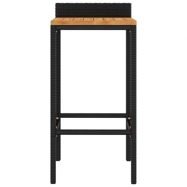 Barhocker 4 Stk. Schwarz Poly Rattan und Massivholz Akazie