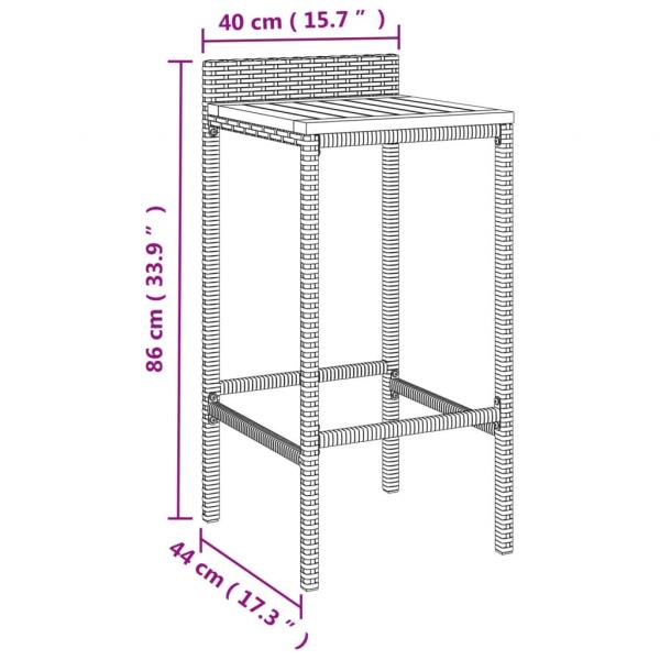 Barhocker 4 Stk. Schwarz Poly Rattan und Massivholz Akazie