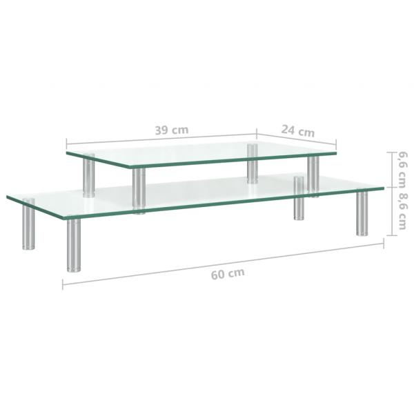 Monitorständer 2-stufig Transparent Glas