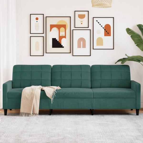 ARDEBO.de - 3-Sitzer-Sofa Dunkelgrün 210 cm Samt