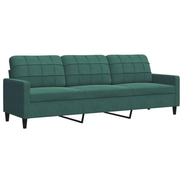 3-Sitzer-Sofa Dunkelgrün 210 cm Samt