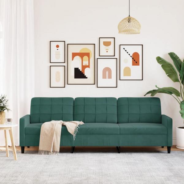 3-Sitzer-Sofa Dunkelgrün 210 cm Samt