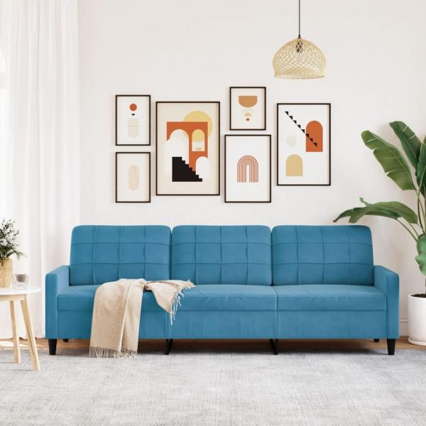 3-Sitzer-Sofa Blau 210 cm Samt