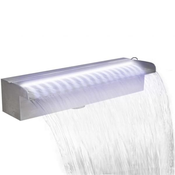 ARDEBO.de - Pool-Wasserfall Fontäne mit LEDs Rechteckig Edelstahl 45 cm