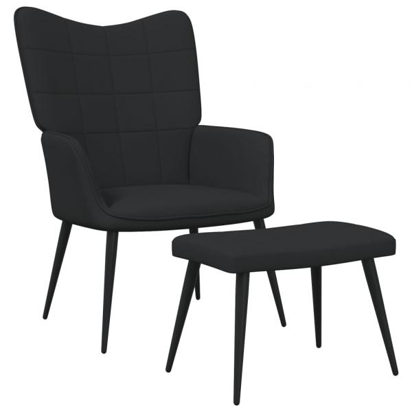 ARDEBO.de - Relaxsessel mit Hocker Schwarz Stoff