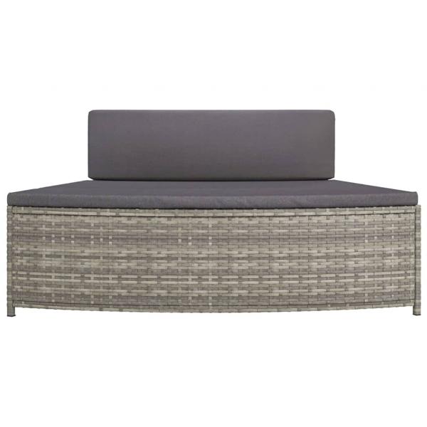 Whirlpool-Bänke mit Auflagen 2 Stk. Grau Poly Rattan