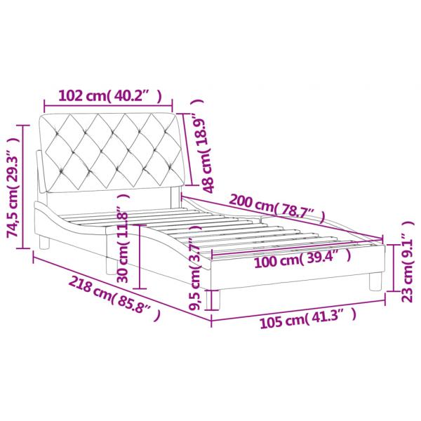 Bettgestell mit Kopfteil Blau 100x200 cm Samt