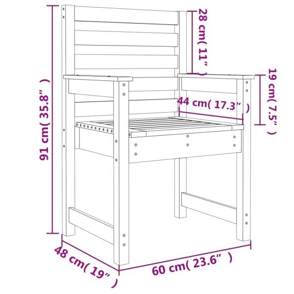 Gartenstühle 2 Stk. 60x48x91 cm Massivholz Douglasie