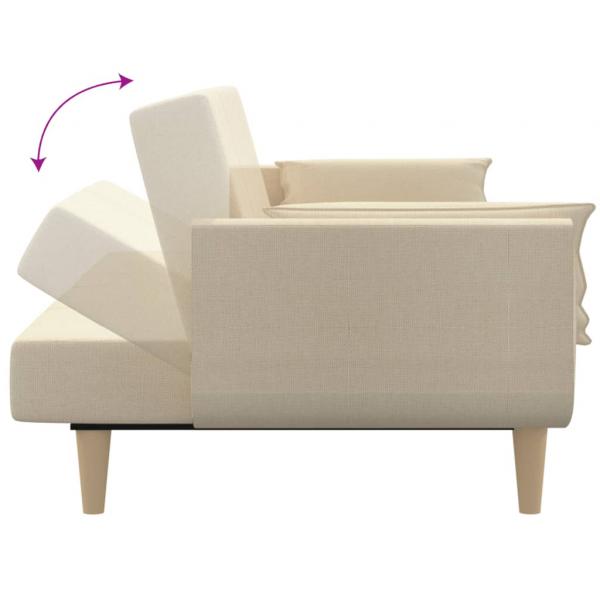 Schlafsofa 2-Sitzer mit 2 Kissen Creme Stoff