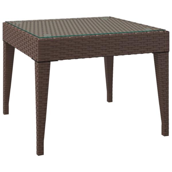 Beistelltisch Braun 50x50x38 cm Poly Rattan und Hartglas