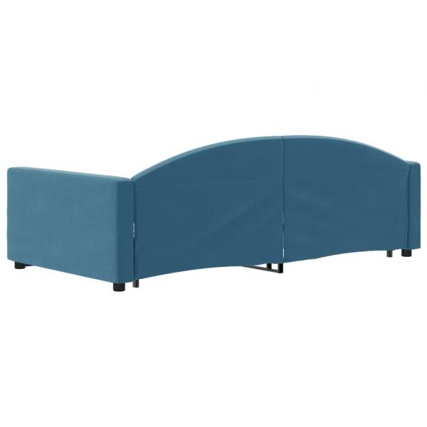 Tagesbett Ausziehbar mit Schubladen Blau 100x200 cm Samt