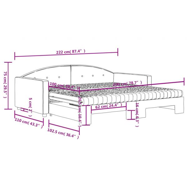 Tagesbett Ausziehbar mit Matratzen Blau 100x200 cm Samt