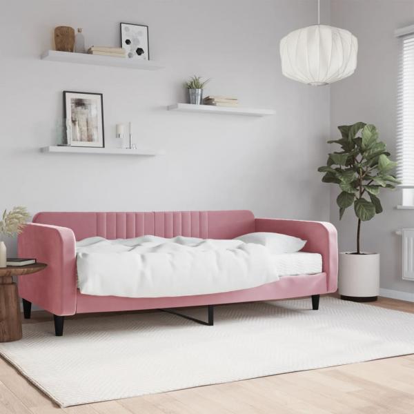 ARDEBO.de - Tagesbett mit Matratze Rosa 100x200 cm Samt