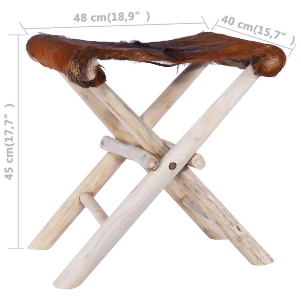 Klapphocker Echtleder und Massivholz Teak