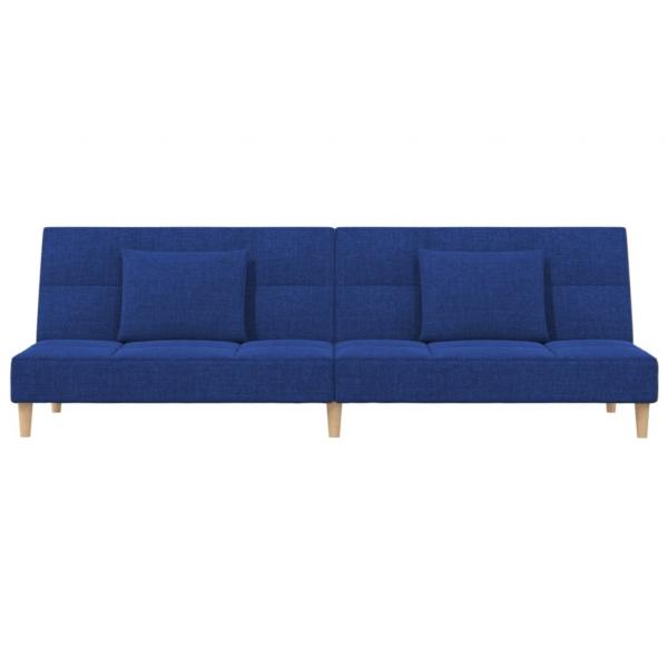 Schlafsofa 2-Sitzer mit 2 Kissen Blau Stoff