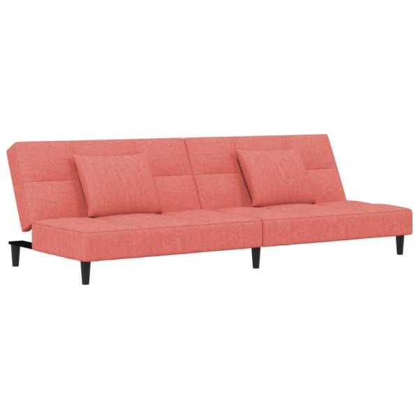 Schlafsofa 2-Sitzer mit 2 Kissen Rosa Samt