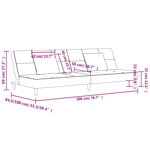 Schlafsofa 2-Sitzer mit 2 Kissen Blau Samt