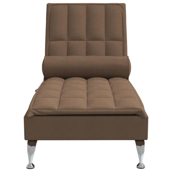 Massage-Chaiselongue mit Nackenrolle Braun Stoff