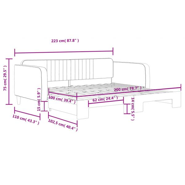 Tagesbett Ausziehbar Rosa 100x200 cm Samt